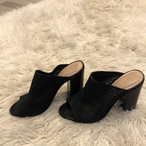 Aldo black heeled mules